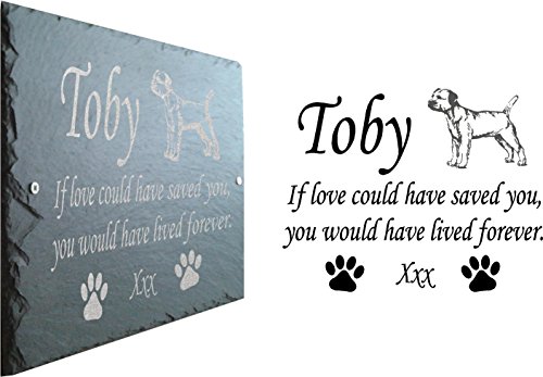 Beautiful-Natural-Slate-Pet-Dog-Border-Terrier-Memorial-25cm-x-18cm-Traditional-Rustic-Finish