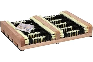 ‎UNBEKANNT Fußmatte mit Schuhbürste - Schmutzfangmatte mit Anti-Rutsch - Türmatte für Stiefel und Schuhe - Innen- und Außenbereich - Sauberlaufmatte - Holz/Kunststoff