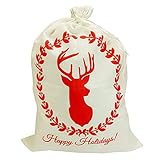 Material: Imitación lino MoGist Saco de Papá Noel Grandes creativos Fácil Beam Boca arpillera Saco de Regalo Saco de Papá Noel Navidad Decoración Accesorios, Style3, 50 * 70CM
