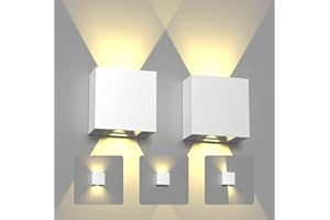 Sobrovo 2 Pack 6W Applique Murale LED, Angle de Faisceau Réglable Chambre Luminaires, Aluminium Blanc Chaud 3000K Lampe Intérieur/Extérieur, Convient pour Couloir Salon