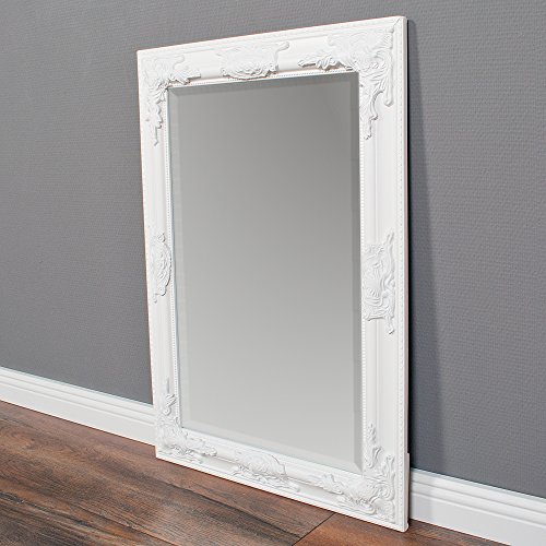 WANDSPIEGEL BAROCK SPIEGEL Bessa 70x50cm HOLZRAHMEN Pur Weiß MIT FACETTENSCHLIFF - 2