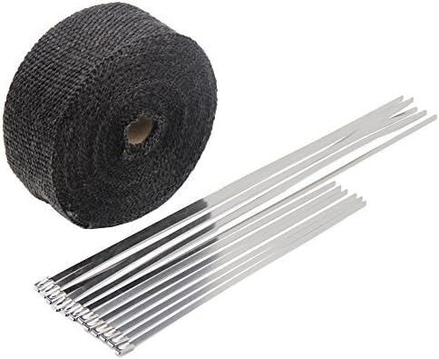 Maiku 2"x 32' Car Motorcycle ATV Fiberglass Exhaust Manifold Heat Shield Wrap with Locking Ties