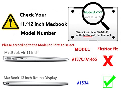Se7enline® (2 in 1) Macbook 12 Zoll PU Leder Schutzhülle mit Glatt Weich Berühren PU Leder Sleeve Tasche Hülle für Macbook Retina 12 Zoll Modell A1534 + Klar TPU DE Design (QWERTZ) Tastatur Schutzhülle – Blau/blue - 2