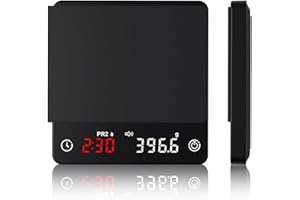 Btstil Waga do kawy z timerem, waga do espresso 2 kg/0,1 g, z automatycznym timerem, ukrytym ekranem LED, ładowana przez USB, precyzyjna podziałka, gumowa mata