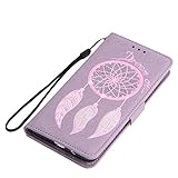 FESELE Dreamcatcher Schutzhülle für [Samsung Galaxy J7 2017] Feder Traumfänger Prägung Brieftasche Hülle Leder Flip Case Handyhülle mit Magnetverschluss, Samsung Galaxy J7 2017 Card Slot Vintage Series Wallet Cover Ledertasche Leder-Mappen-Karten-Slot-Abdeckung im Bookstyle Ständer Kartenfach für Samsung Galaxy J7 2017 + Blau Eingabestift Stylus Touch Pen-Traumfänger,lila - 2