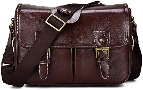 Waterproof Vintage fashionable PU Leather DSLR Camera Bag Shoulder Messenger Bag Fit DSLR with 2 lenses For Canon Sony Nikon Canon Olympus And So On (Coffee)