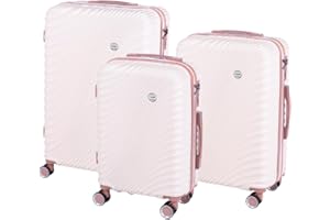 PROVITERA Set 3 Valigie Rigide in ABS, Valigia Rigida con Manico Telescopico e 4 Ruote Easy Roll, Trolley Resistente e Leggero da Viaggio, Bagaglio a Mano con Serratura Codice (Rosa Gold)