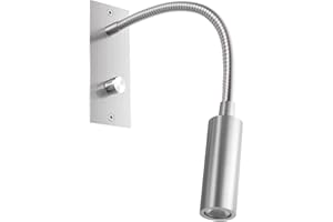 Meanyee Wall Reading Lamp Headboard Bedside Light with Twist Switch/Dimmable/Adjustable Arm/Embedded/Brushed Nickel/3000K LED/MY-WN065