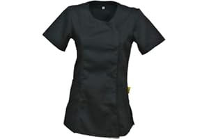 FRATELLI DITALIA Fratelli d'Italia Blouse de travail noire pour femme, blouse d'été pour coiffeur, centre de beauté