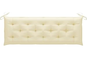 Tidyard Cojín para Banco de Jardín Cojín de Asiento para Banco Cojín para Banco Exterior Tela Blanco Crema 150 x 50 x 7 cm