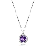 immobird Kette Damen 925 Sterling Silber Rubin Saphir Smaragd Amethyst Topas Peridot Granat Tansanit Zirkonia-Rosen-Anhänger,