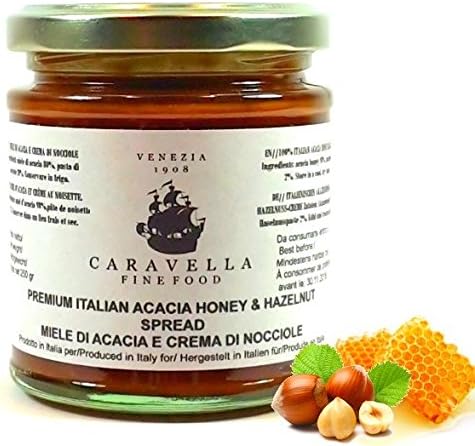 Caravella Premium HAZELNUT CREAM with ACACIA HONEY Raw Organic Wild Harvest 250 g Gourmet Fine Food directly from Venice