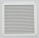 Wetterschutzgitter Lüftungsgitter Aluminium weiß 10 x 10 cm mit Fliegendraht Lamellengitter