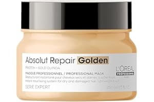 L'ORÉAL PROFESSIONNEL PARIS L’Oréal Professionnel Golden Lightweight Mask, With Protein And Gold Quinoa for Fine-Medium Dry And Damaged Hair, Serie Expert Absolut Repair, 250 ml