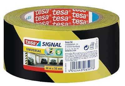 Tesa 210321 - Ruban adhésif universel de marquage et signalisation, jaune/noir