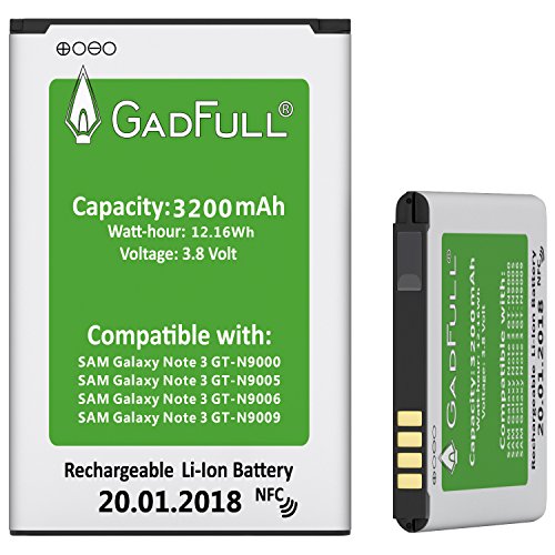 GadFull® Akku für Samsung Galaxy Note 3 | 2018 Baujahr | Entspricht dem Original EB-B800BE Lithium-Ionen-Akku der Modelle GT-N9000 | GT-N9005 | GT-N 9006 | GT-N9009 | Ersatz Handy-Akku für Ihr Smartphone | Perfekt als Ersatz-Akku reviews GadFull® Akku für Samsung Galaxy Note 3 | 2018 Baujahr | Entspricht dem Original EB-B800BE Lithium-Ionen-Akku der Modelle GT-N9000 | GT-N9005 | GT-N 9006 | GT-N9009 | Ersatz Handy-Akku für Ihr Smartphone | Perfekt als Ersatz-Akku