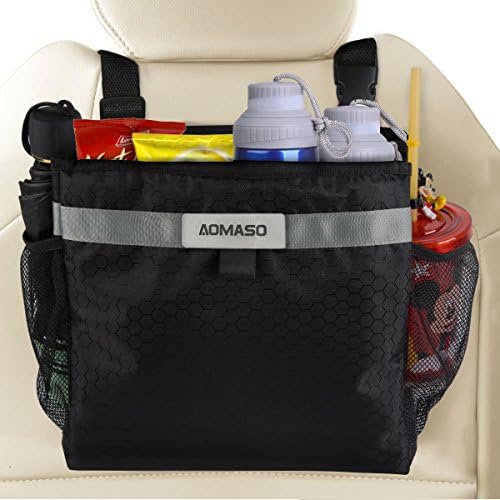Aomaso Car Garbage Can, Best Auto Trash Bag for Litter, FREE Waste Basket Liners - Hanging Recycle Kit is Universal, Waterproof Organizer Makes a Great Drink Cooler &amp; Road Trip Gift,Black