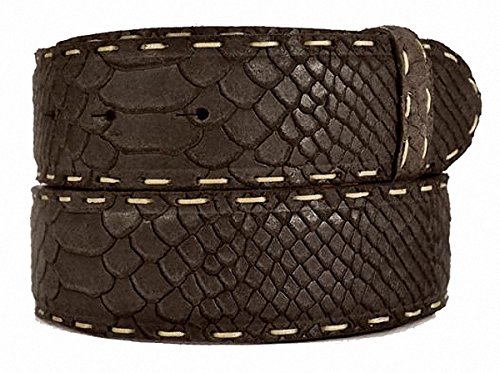 Preisvergleich Produktbild echt Ledergürtel dunkelbraun, Pythonprägung, 4 cm breit, 100 cm lang