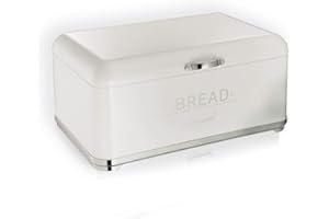 FEEL MAESTRO Maestro Portapane Scatola Pane Acciaio Verniciato Pane Fresco (Bianco-argento) 35 x 16 x 10 cm Minimalista