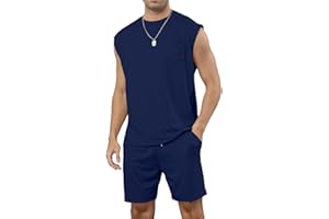 Halfword Men's Tracksuits Short Set Summer Casual Sleeveless T Shirts Tank Tops 2 Piece Sports Suit