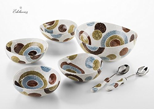 Edelweiss , salad server set, handmade, 1pcs 29x29cm, 4pcs 19x19cm (Beige)