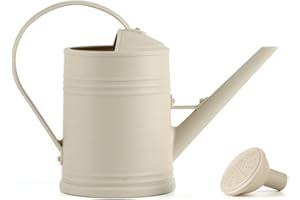 Ailovone Gießkanne mit Brause 2Liter klein Pflanzengießkanne Kunststoff Gießkanne Garten Wasserkanne mit Sprinklerkopf Langer Mund tragbares Gefäß dekorative Gartengeräte (Beige)