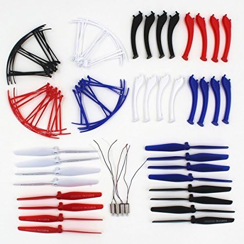 NICEKER Upgraded 4 Colors Syma X5HC X5HW Spare Parts Main Blade Propellers &amp; Motor &amp; Propeller Protectors Blades Frame &amp; Landing Skid Included Mounting Screws for RC Mini Quadcopter Toy