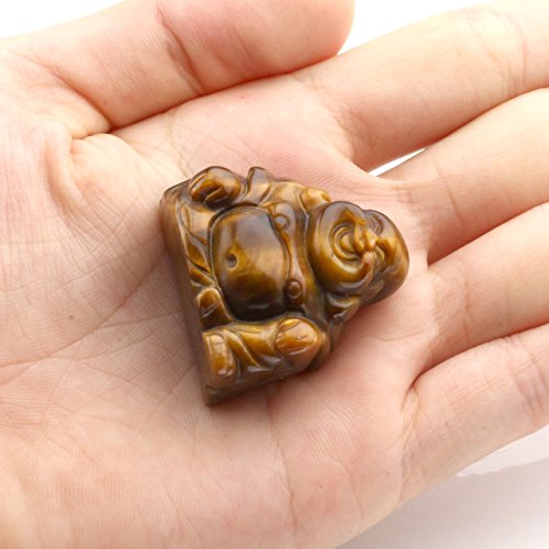 JOVIVI Dekoration Reiki Edelstein Kristall Maitreya Happy Buddha Figur Schutzengel Talisman Glücksbringer Feng Shui Energietherapie Deko (Tigerauge) - 3