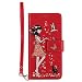 Produktbild Gelusuk Huawei P9 Lite Hülle,Leuchtende Luminous Muster Design PU Leder Flip Card Holder Cover Ständer Wallet Case,Bookstyle Folio Ledertasche Brieftasche Tasche Case Schutzhülle Etui-Rot