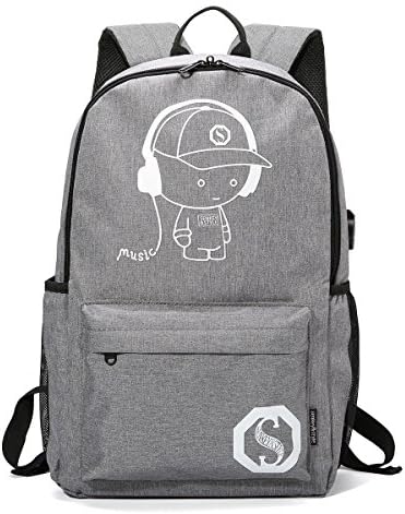 WiMas Anime Luminous Anti-Theft USB Charging Mens/Women Travel Backpack Laptop Notebook School Bag