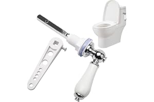 MEDILOE Ceramic Toilet Flush Handle, Toilet Handles Flush Lever Traditional Victorian Style Toilet Handle Replacement Kit Chrome Plated Metal Handle for Toilet WC Cistern Flush Lever (White)