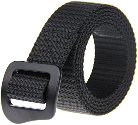 Rockway Military Style Narrow Nylon Webbing with Spray-painted Alloy Bukcle Outdoors Belt (Black) (X-Large/135cm)