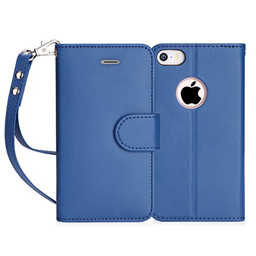 iPhone SE Case, iPhone 5S Case, iPhone 5 Case, Fyy [Top-Notch Series] Premium PU Leather Wallet Case Protective Cover for Apple iPhone SE (2016 Release) / 5S / 5 Navy
