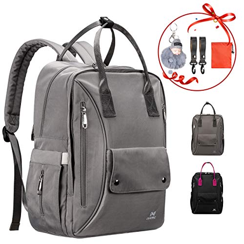 Preisvergleich Produktbild Baby Wickelrucksäcke, OMORC Groß Wickeltasche Rucksack Multifunctional Babytasche mit 2 Kinderwagen-haken, Stilvolle und Dauerhafte Reise-tasche für Mutter und Vater, Grau