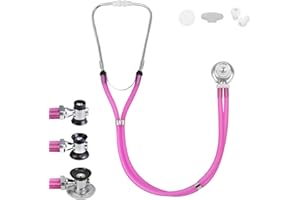 SCIAN Stethoskop Sprague Rappaport für Ärzte, Krankenschwestern, Medizinstudenten, Multifunktionales Kardiologie Stethoskop Doppelkopf mit Erwachsenen, Kinder und Kleinkind Wandelglocke (Rosa)