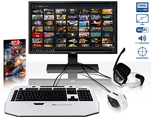 VIBOX Atom GL770-349 Komplett-PC Paket Gaming PC – 4,5GHz Intel i7 Quad Core CPU, GTX 1070, leistungsfähig, Wassergekühlter Desktop Gamer Computer mit Spielgutschein, 27″ HD Monitor, Roccat Tastatur, Gamer Mouse, lebenslange Garantie* (4,2GHz (4,5GHz Turbo) Superschneller Intel i7 7700K Kabylake Quad 4-Core Prozessor CPU, Nvidia GeForce GTX 1070 8GB Grafikkarte, 16GB Team 3000MHz DDR4 RAM, HyperX Savage 120GB SSD, 3TB Festplatte, Corsair H80i GTX Wasserkühler, Ohne Windows Betriebssystem) - 2