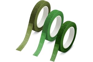 Ceihwa 3 Stück Floristenband Grün Selbstklebend Blumenband Floristik Blumen Wickelband Floristentape Floristenkrepp Floral Tape Kranz Wickelband Flora Kreppband Tape Blumen für Diy-Bastelarbeiten