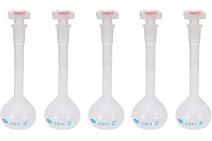 UXCELL sourcingmap 5PCS 25ml Long Neck Clear Plastic Volumetric Measuring Flask Heatproof For Laboratory
