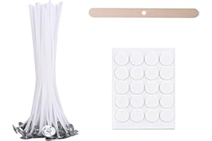 Scentoria 20 Stück Kerzendocht, Dochte für Kerzen, Kerzendochte für Kerzen, Kerzen Docht Set, Docht für Kerzen Gießen, Kerzen Selber Machen Set, Candle Wick, 20 Stück Kerzendochtaufkleber(10cm Q)