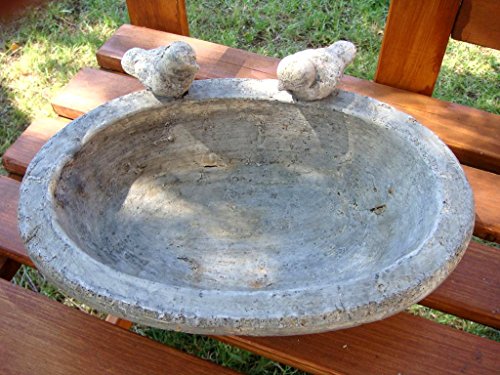 Vogeltränke aus Keramik oval Deko antik Optik Vogelbad Futter Station Futterstelle , ca. 30x20x7cm - 6