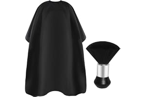 Omvoina Professional Haircut Cape with Adjustable Snap Closure and Neck Brush, Unisex Barber Cape