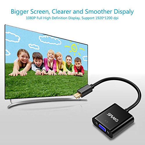 Mini Displayport auf VGA, Splaks Vergoldete Full 1080P Mini DP Mini DisplayPort (Thunderbolt Port Kompatible) zu VGA Adapter Konverter Stecker Kable für Macbook Air/Pro, Microsoft Surface Pro & Pro 2 3 – Mini DP Male to VGA Female - 6