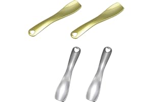 ANYUANKW 4 Stück Metall Mini Löffel Spatel Kosmetik, Kosmetische Spachtel Scoops, Make Up Spatel für Mischen und Probenahme, Silber und Gold