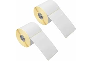 RHINO GADGET 2 rollos (1000 etiquetas) etiquetas térmicas directas blancas (6 x 4 pulgadas) 100 mm x 150 mm para impresora Zebra GK420D GX420D GK420T