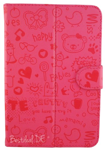 Niedlichen Rosa PU Lederner Tasche Case Hülle für Lenovo IdeaPad A1000L-F 7″ Zoll Inch Tablet-PC + Bildschirmschutzfolie + Stylus Stift - 4