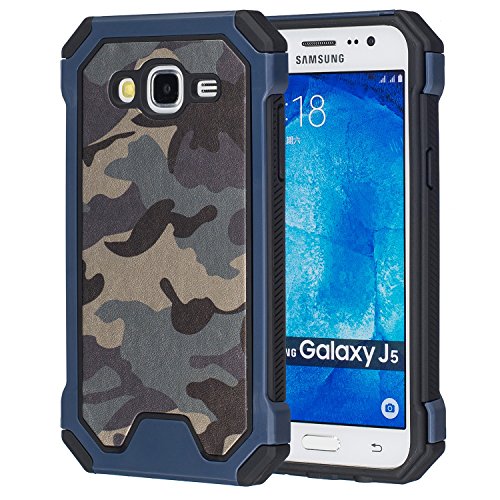 MOONCASE Galaxy J5 Funda  Camuflaje Dual Layer H  brida Case Choque Absorci  n Protecci  n Carcasa Tapa para Samsung Galaxy J5  2015  Azul