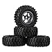 Price comparison product image Mxfans RC 1:10 Rock Crawler Car Black Rubber Simulation Tire & Silver-Gray Alloy 5-Spoke Wheel Rim 12mm Drive Hex Pack of 4