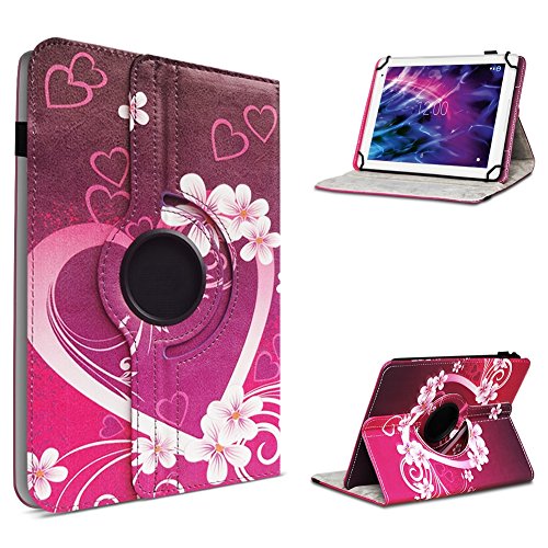 Medion Lifetab P9702 X10302 P10400 P10506 P10505 Tablet Robuste Universal Tablet Schutzhülle aus hochwertigem Kunstleder Hülle Tasche Standfunktion 360° Drehbar kombiniert Schutz und Design mit den Motiv Herz Cover Case Universal von UC-Express