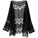 Produktbild WOCACHI Frauen-Spitze-Splicing Hohle Chiffon Kimono Cardigan Bluse Mantel Tops (L, Schwarz)
