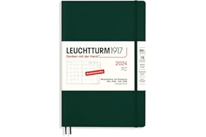 LEUCHTTURM1917 367572 planer miesięczny i notatnik w miękkiej oprawie (B6+) na rok 2024, 16 miesięcy, miękka okładka, Forest Green, niemiecki